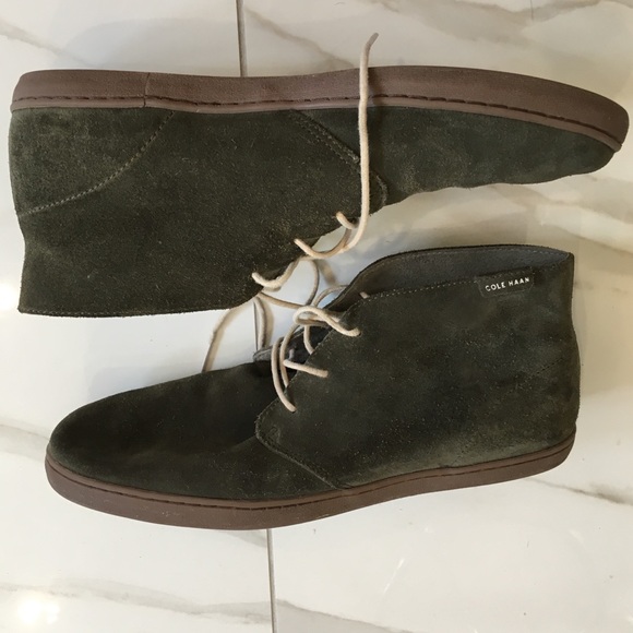 Men Forest Green Suede Cole Haan Shoes - Picture 3 of 6